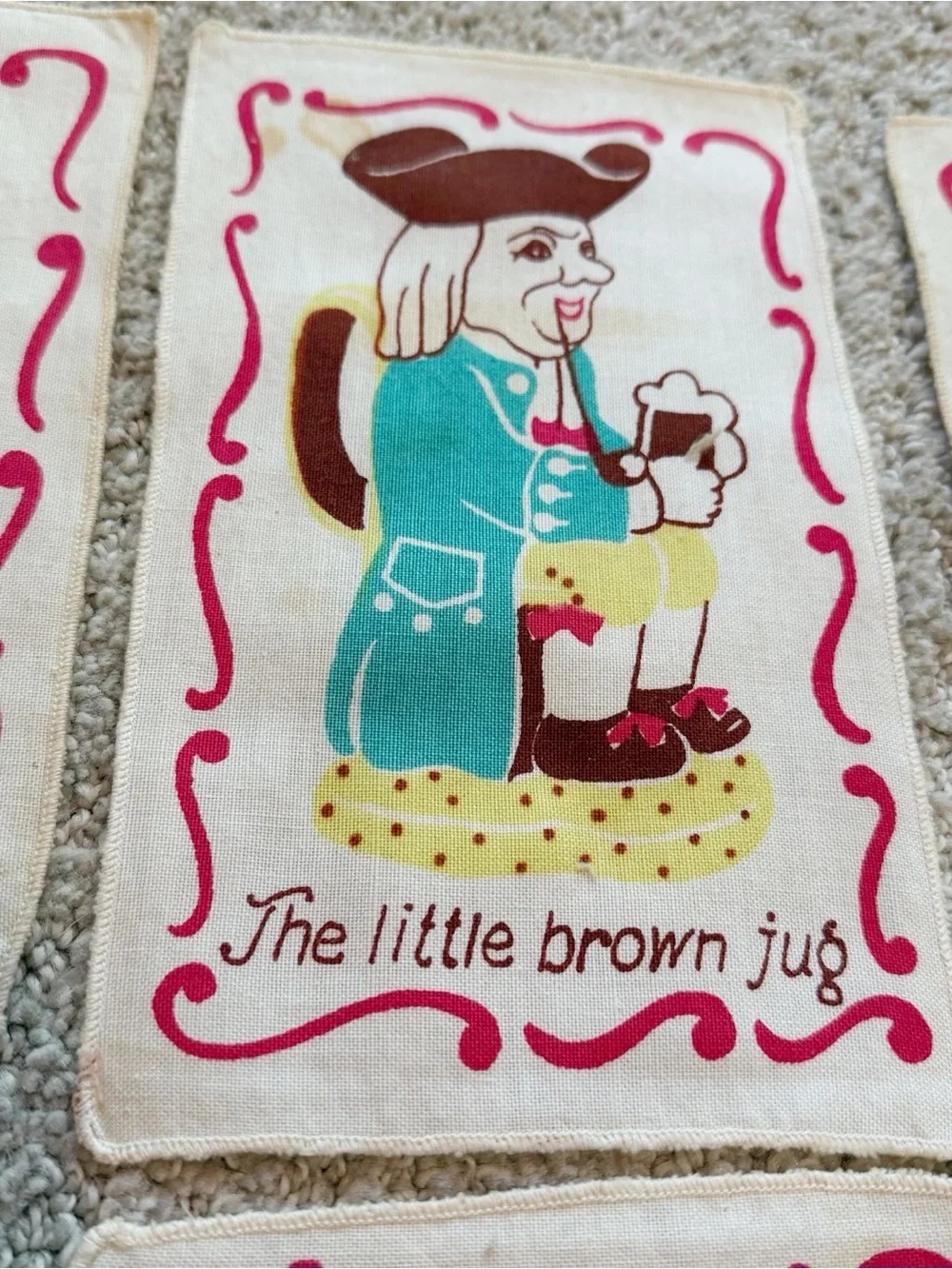1950s Toby Mug COCKTAIL NAPKINS COASTERS Barware Colonial English Tavern Pub 6x